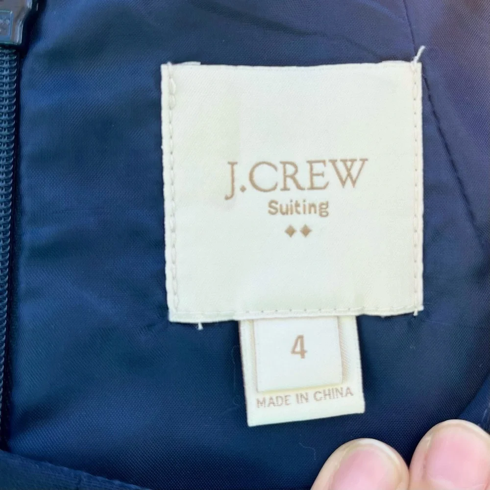 J.CREW | TULIP SLEEVE SUITING SHEATH DRESS IN NAVY SIZE 4